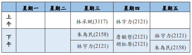 中心門診表