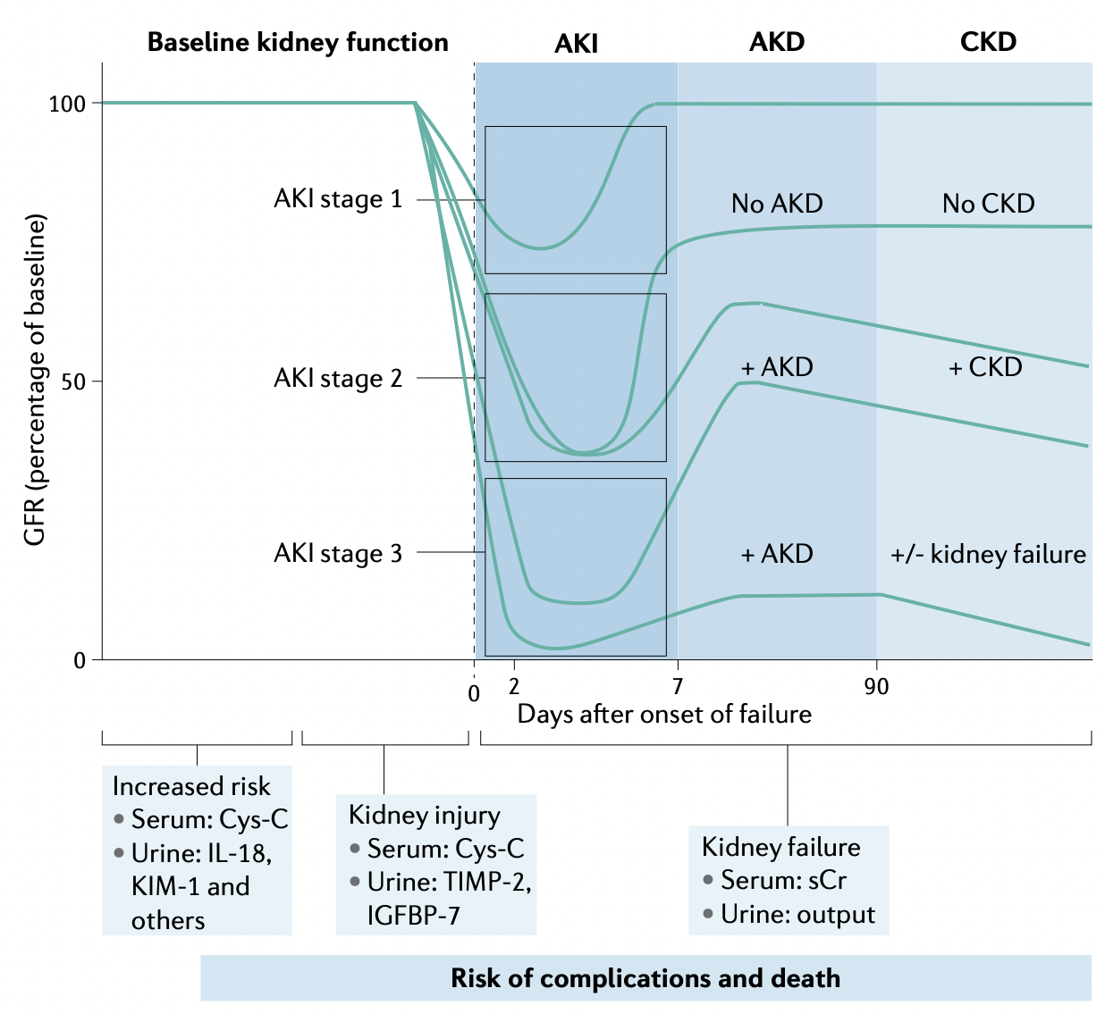 the prognosis of different stages of AKI. [1]